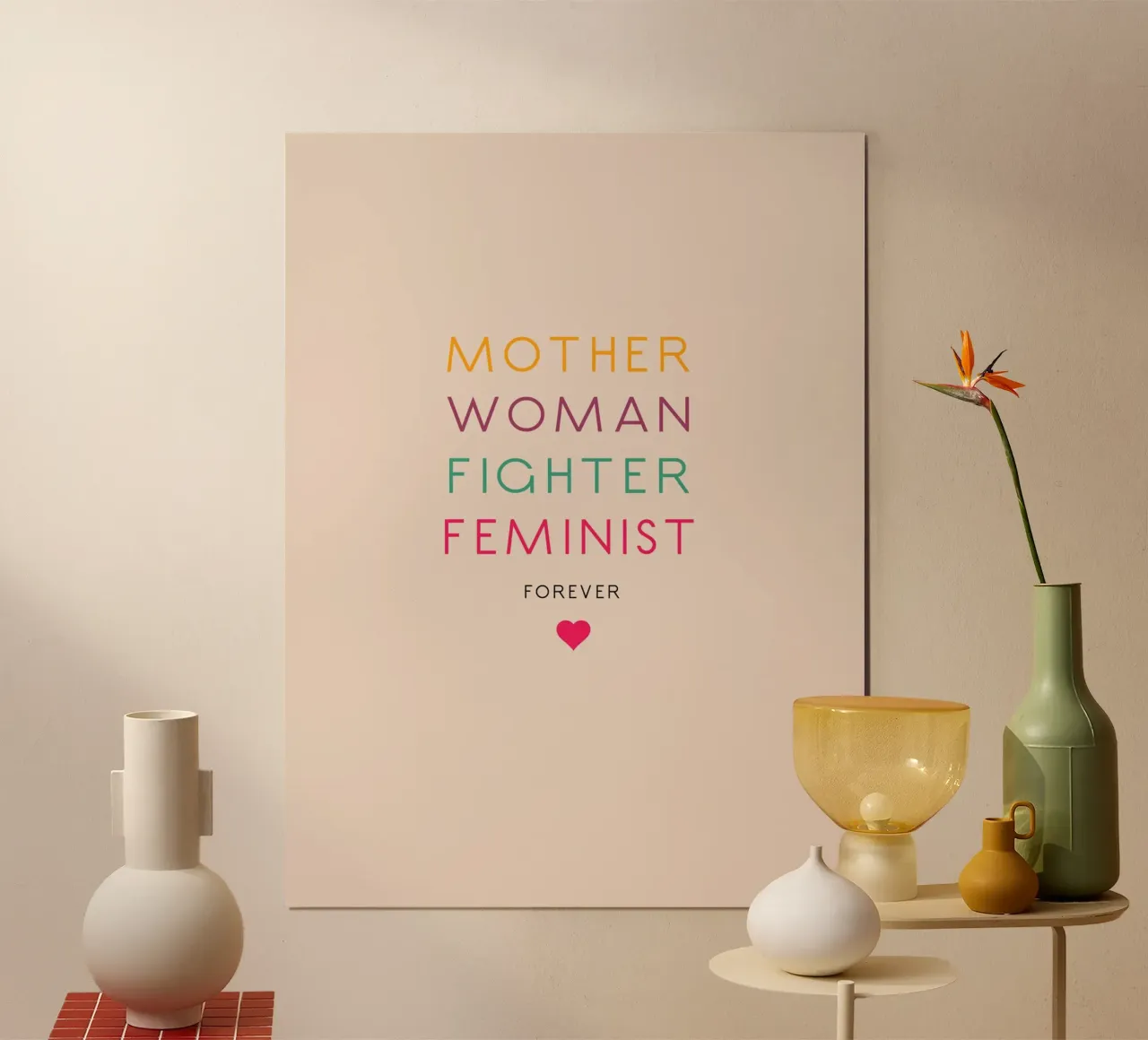 Mother, Woman, Fighter, Feminist poster with aluminum frame by maramirage