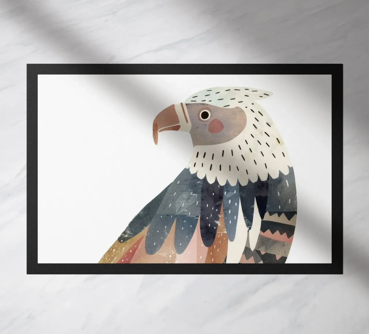 uccello splendidamente stilizzato ornato di piume geometriche zerbino da DesignDoodle