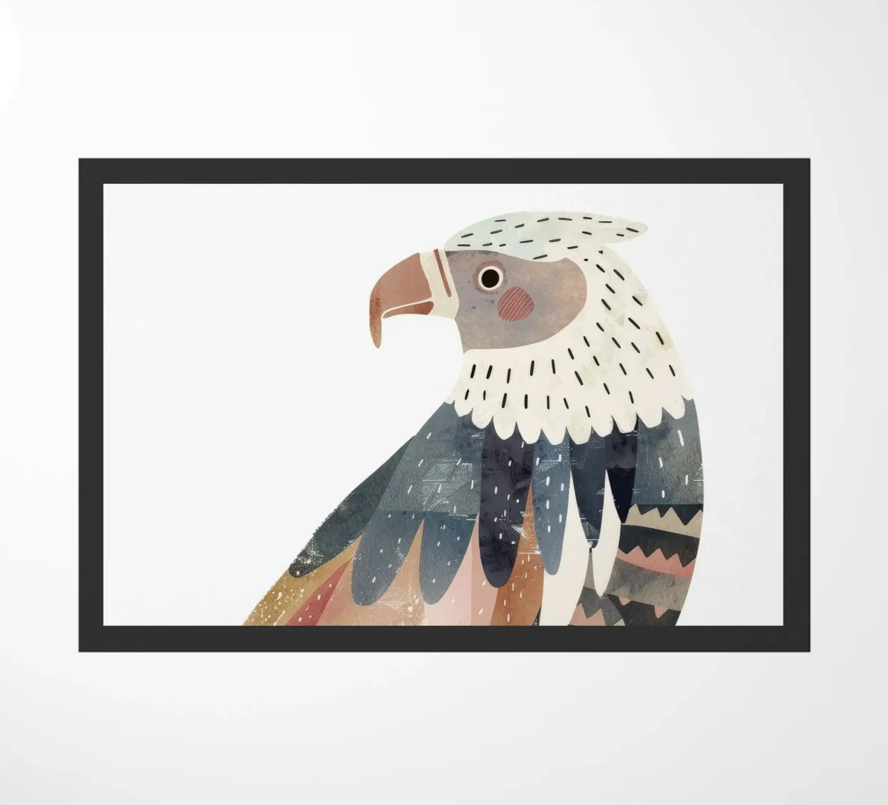 uccello splendidamente stilizzato ornato di piume geometriche zerbino da DesignDoodle