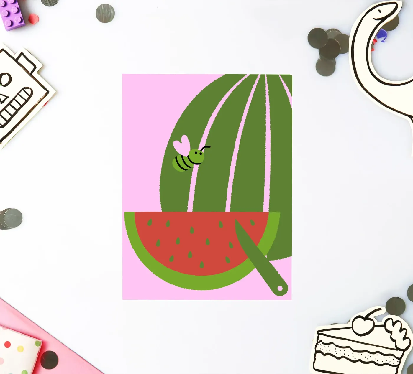 Watermelon and Bees sticker by TRENDY POSTER SHOP