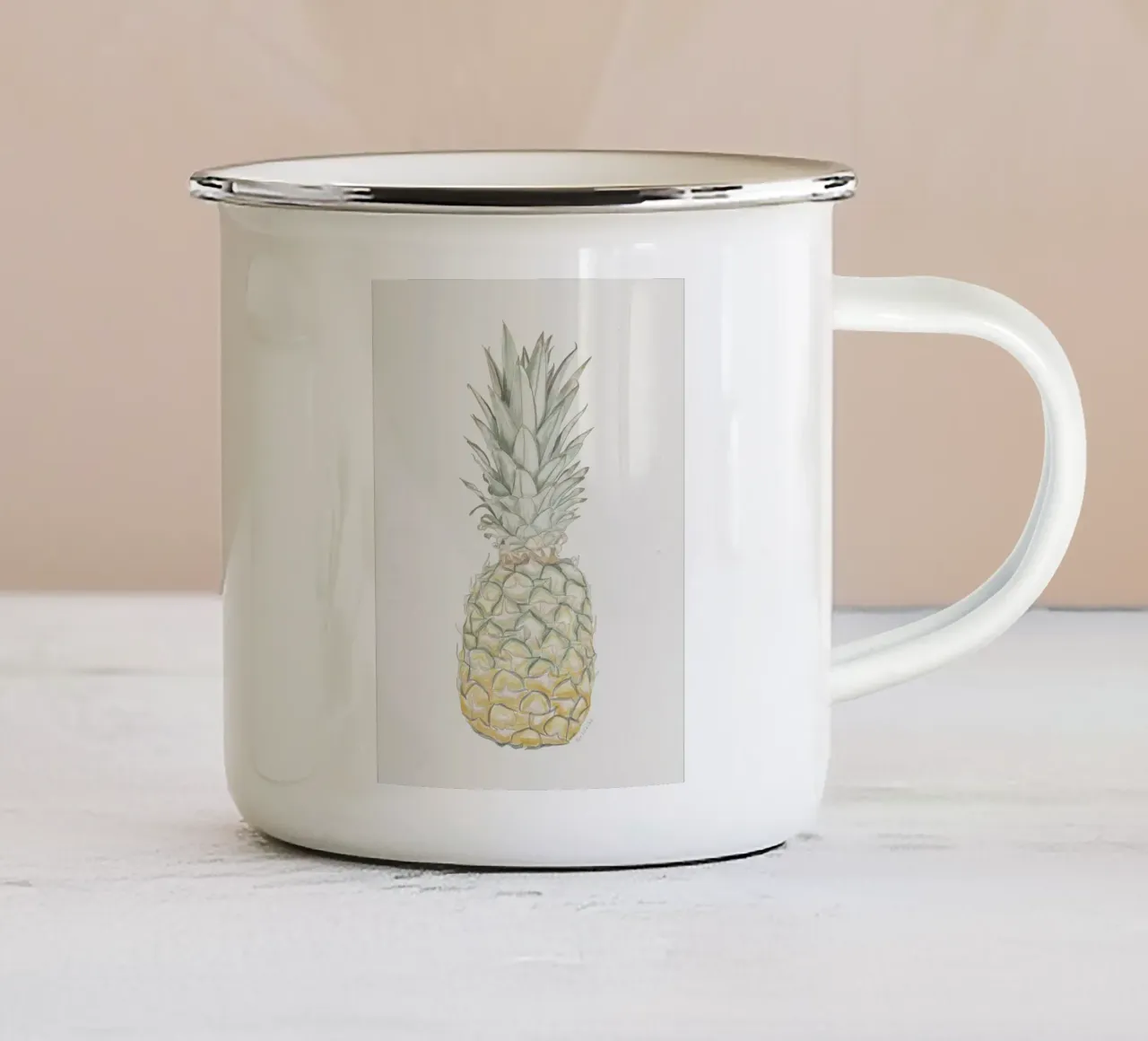 Ananas organico frutto esotico tropicale boho crema pastello tazza in smalto da This Wild Soul - Illustration