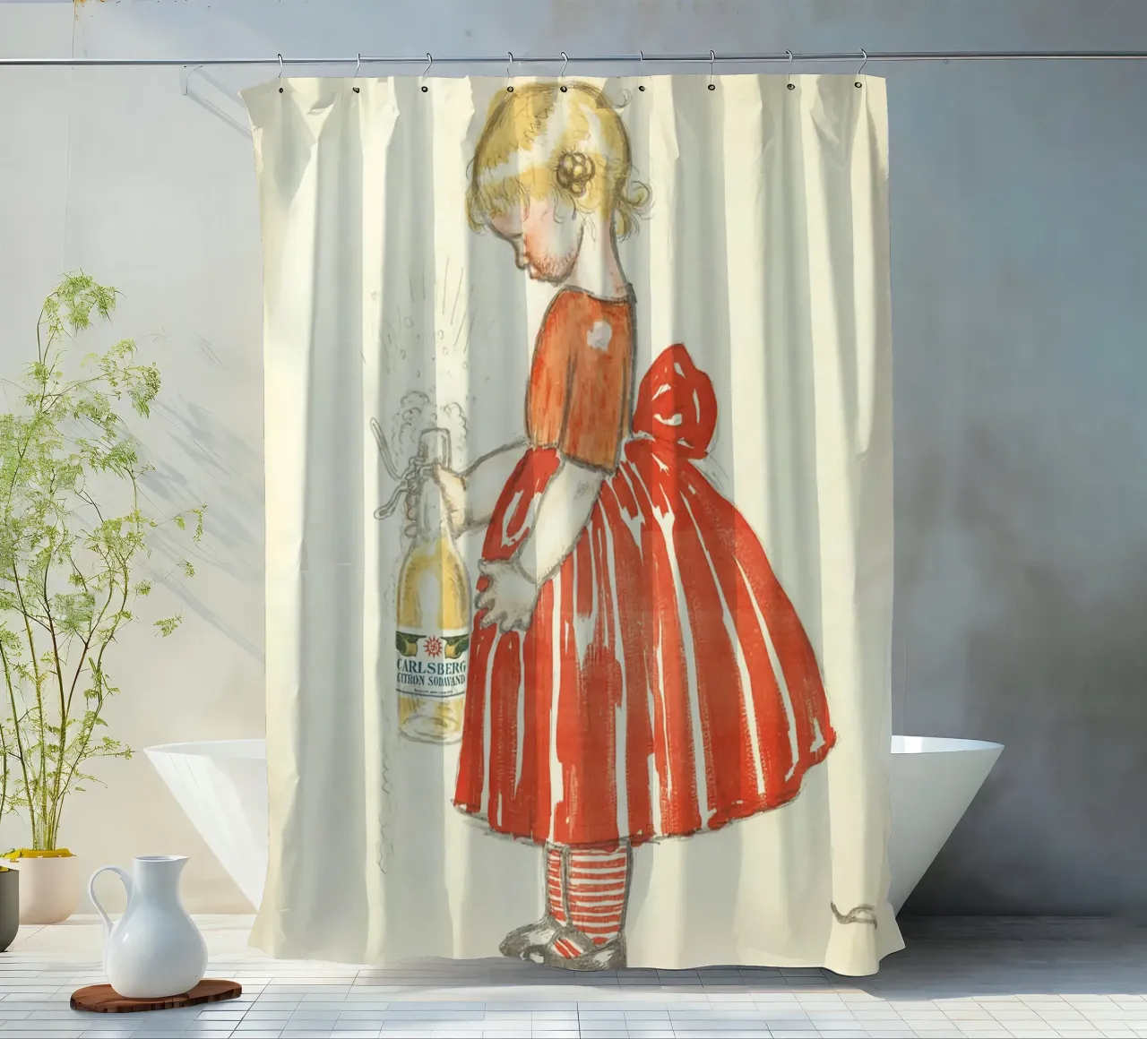 Carlsberg Zitrone Soda Wasser Duschvorhang von Alexandra Sutton