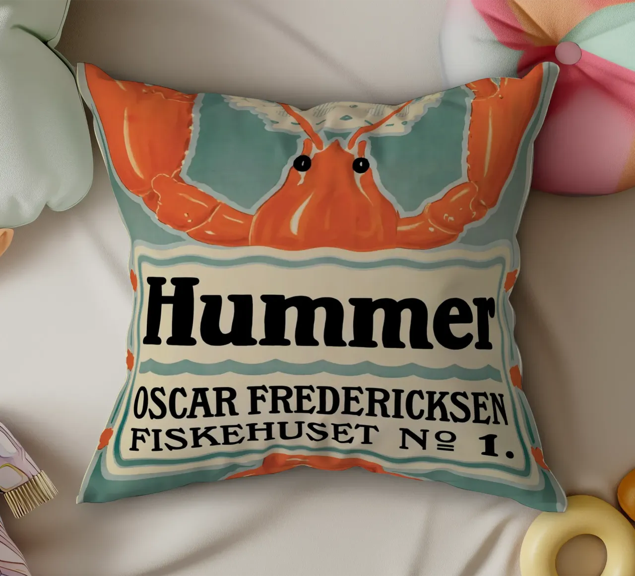 Lobster decorative cushion by Alexandra Sutton