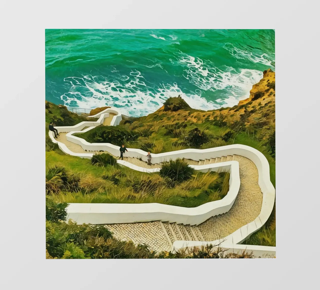 Chemin panoramique à flanc de falaise en Algarve, Portugal, vue côtière papier peint photo de Hecate Pim Designs