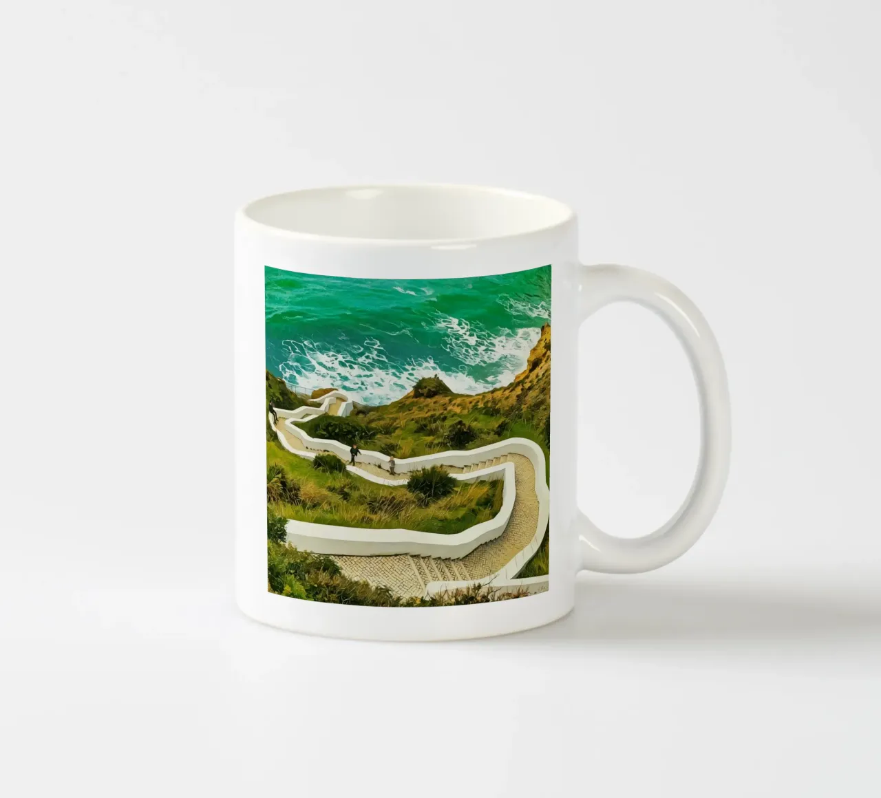 Chemin panoramique à flanc de falaise en Algarve, Portugal, vue côtière mug en céramique de Hecate Pim Designs