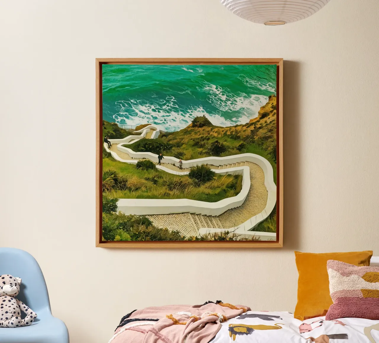 Scenic Cliffside Pathway in Algarve, Portugal, Coastal View canvas by Hecate Pim Designs