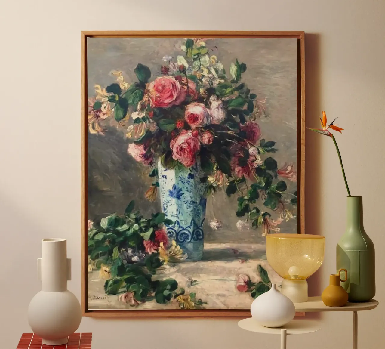 kleurrijke bloemenvaas claude monet tafeldecoratie canvas met Baklijst van belong shop