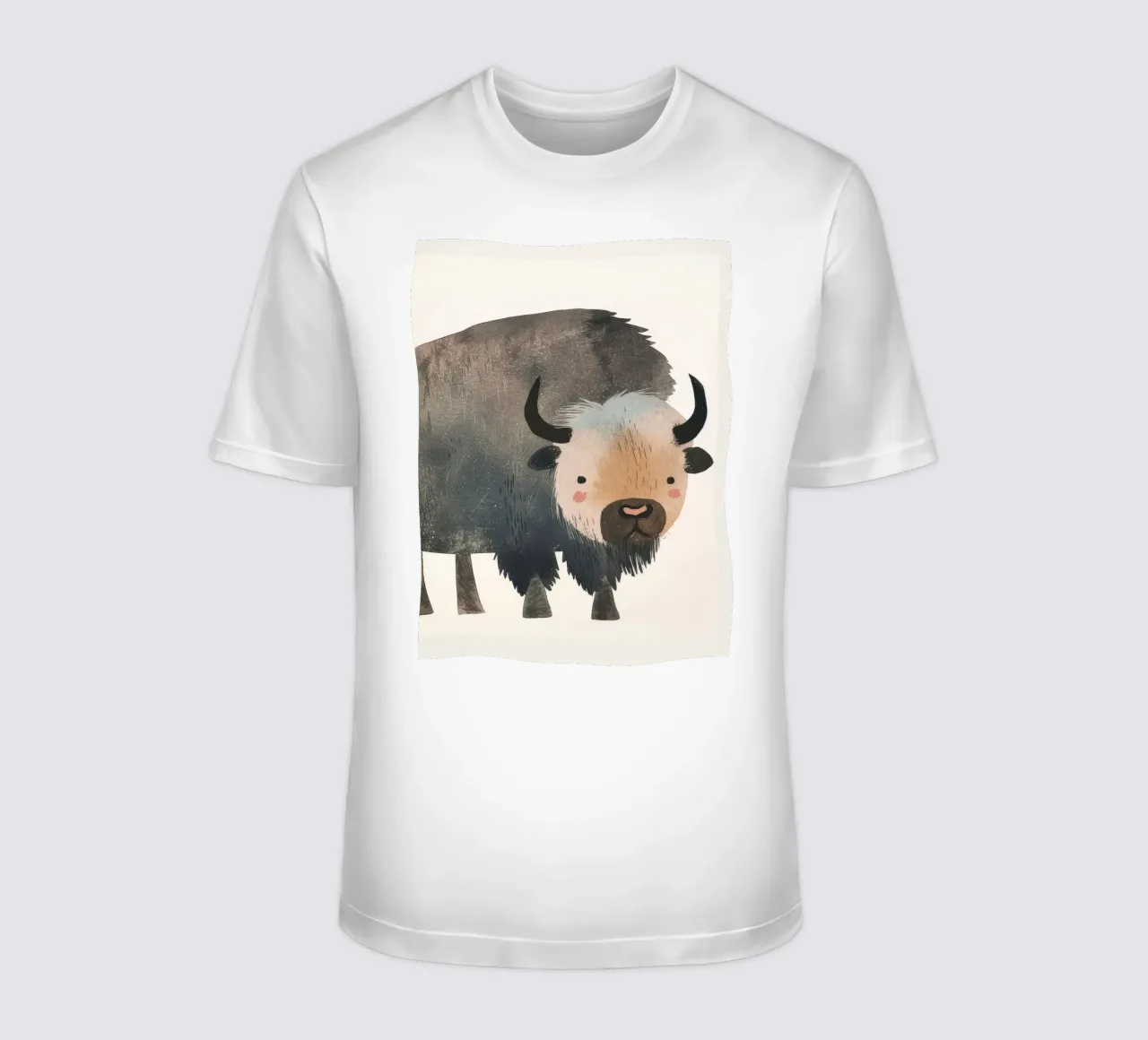 Représentation fantaisiste et douce d'un bison dans des tons chauds. t-shirt de DesignDoodle