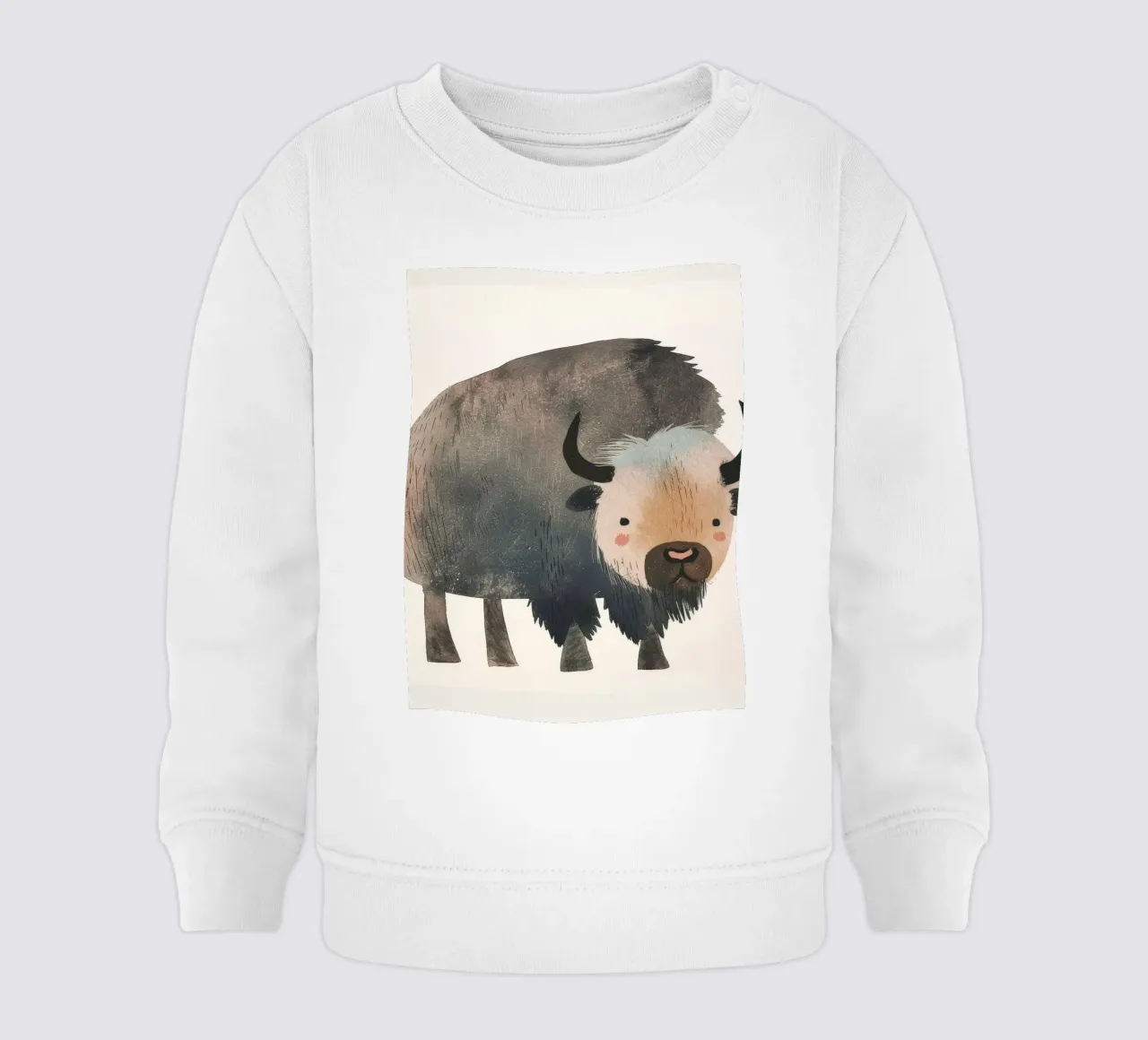 Représentation fantaisiste et douce d'un bison dans des tons chauds. sweat pour bébé de DesignDoodle