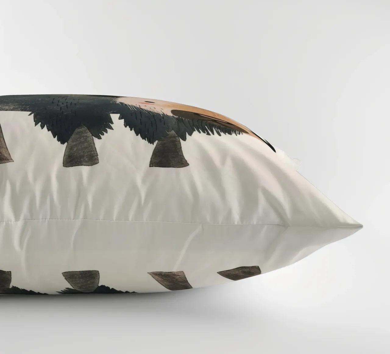 Représentation fantaisiste et douce d'un bison dans des tons chauds. coussin de DesignDoodle