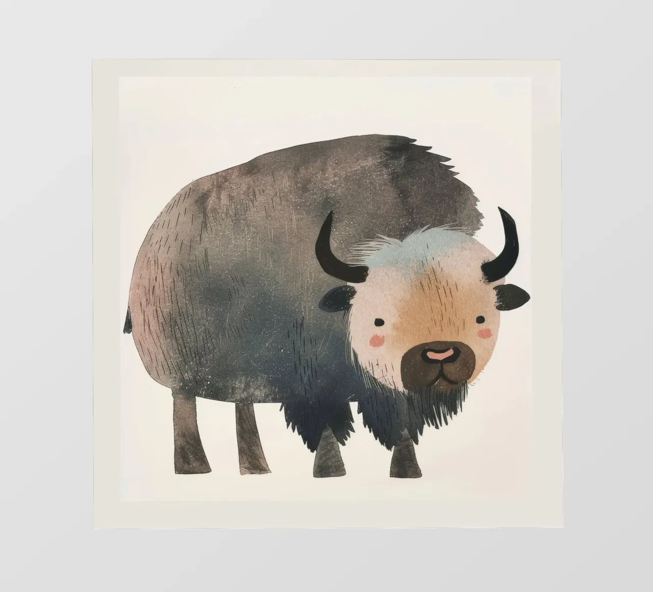 Représentation fantaisiste et douce d'un bison dans des tons chauds. papier peint photo de DesignDoodle