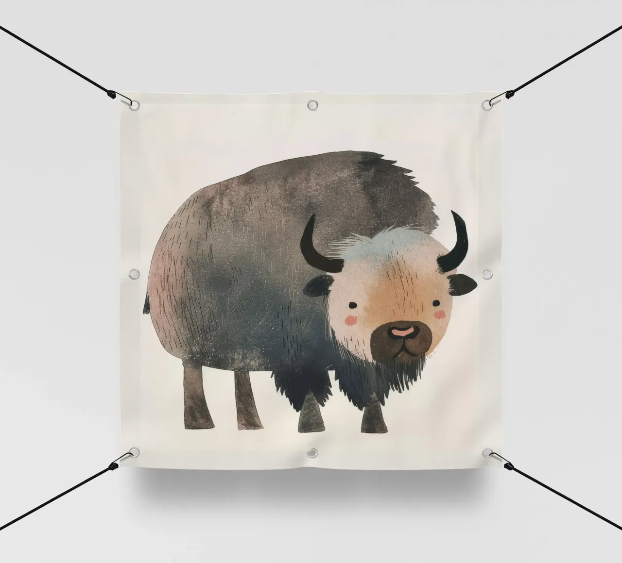 Représentation fantaisiste et douce d'un bison dans des tons chauds. bâche pvc de DesignDoodle