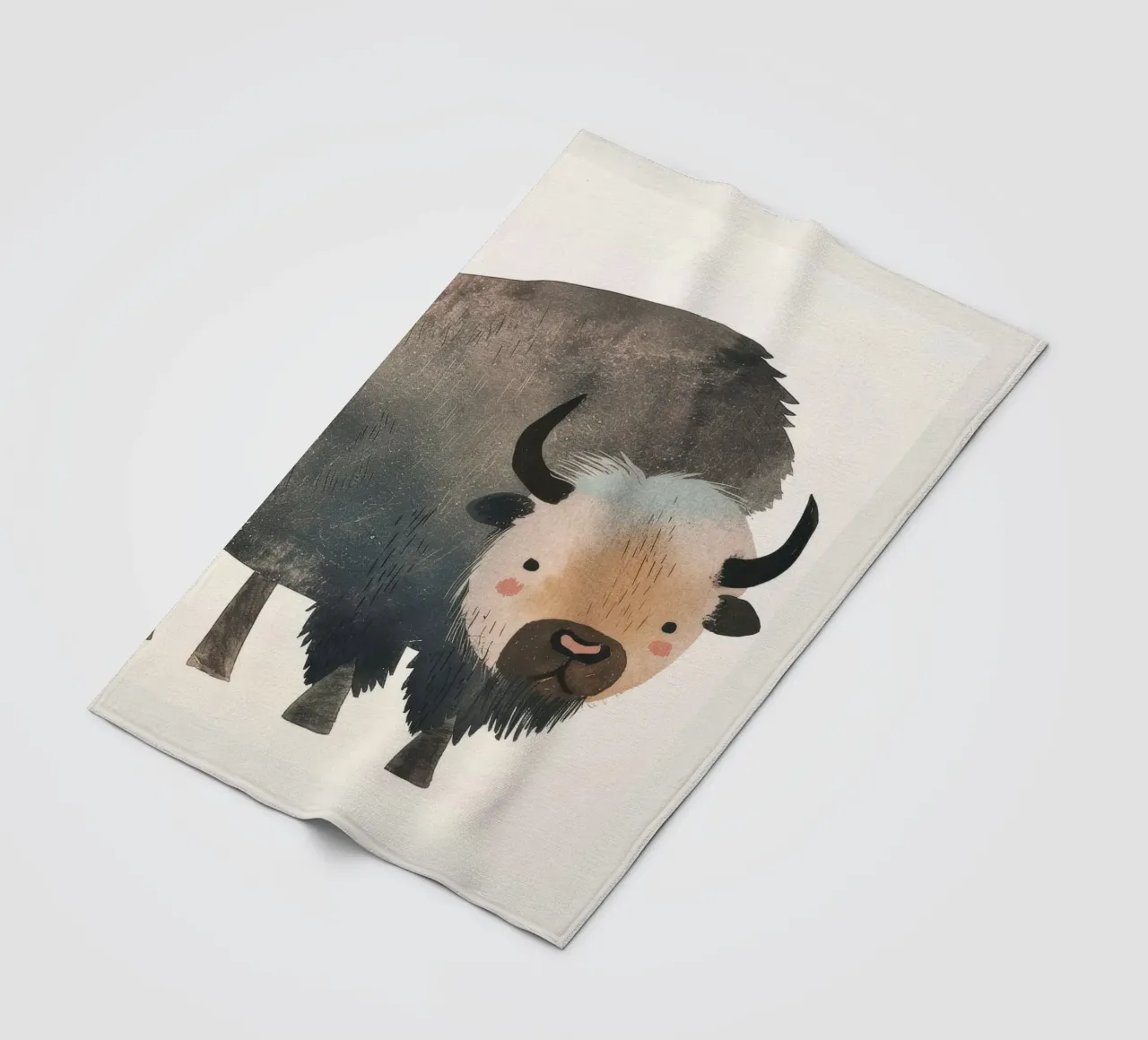 Représentation fantaisiste et douce d'un bison dans des tons chauds. plaid polaire de DesignDoodle