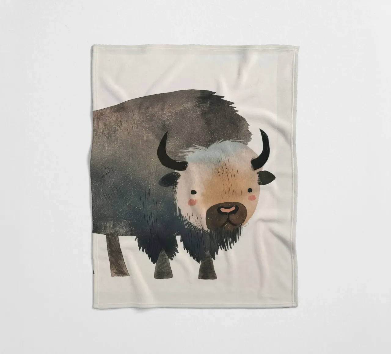 Représentation fantaisiste et douce d'un bison dans des tons chauds. plaid polaire de DesignDoodle
