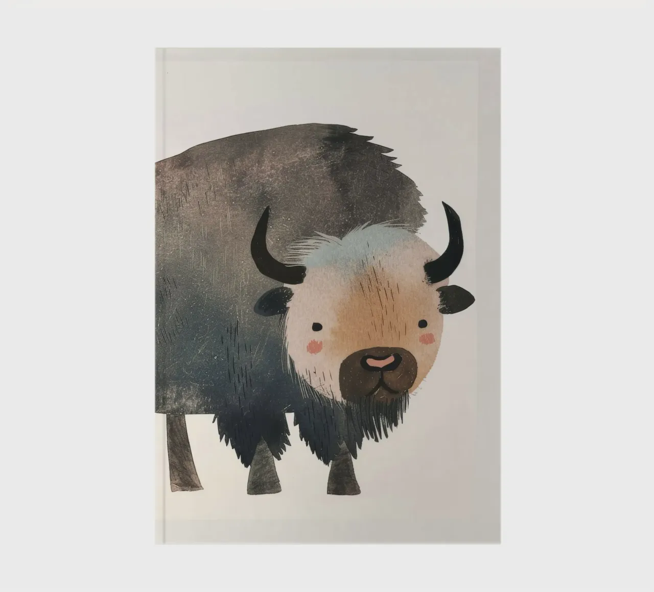 Représentation fantaisiste et douce d'un bison dans des tons chauds. carnet de notes de DesignDoodle