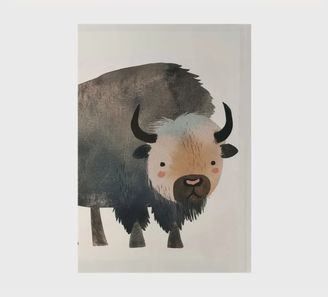 Représentation fantaisiste et douce d'un bison dans des tons chauds. carnet de notes de DesignDoodle