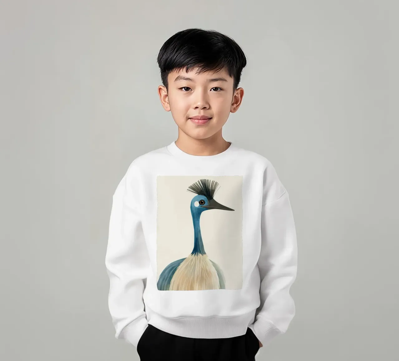 Uno splendido ed elegante uccello dal collo blu, disegnato con delicatezza. felpa bambino da DesignDoodle