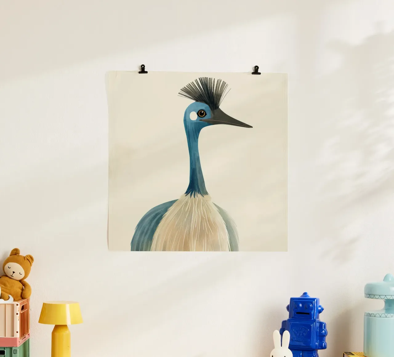 Uno splendido ed elegante uccello dal collo blu, disegnato con delicatezza. poster da DesignDoodle