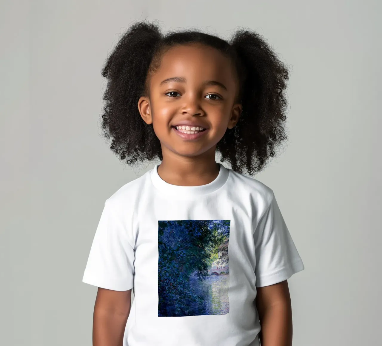 brick bridge tranquility scenic view claude monet kids t-shirt by belong shop