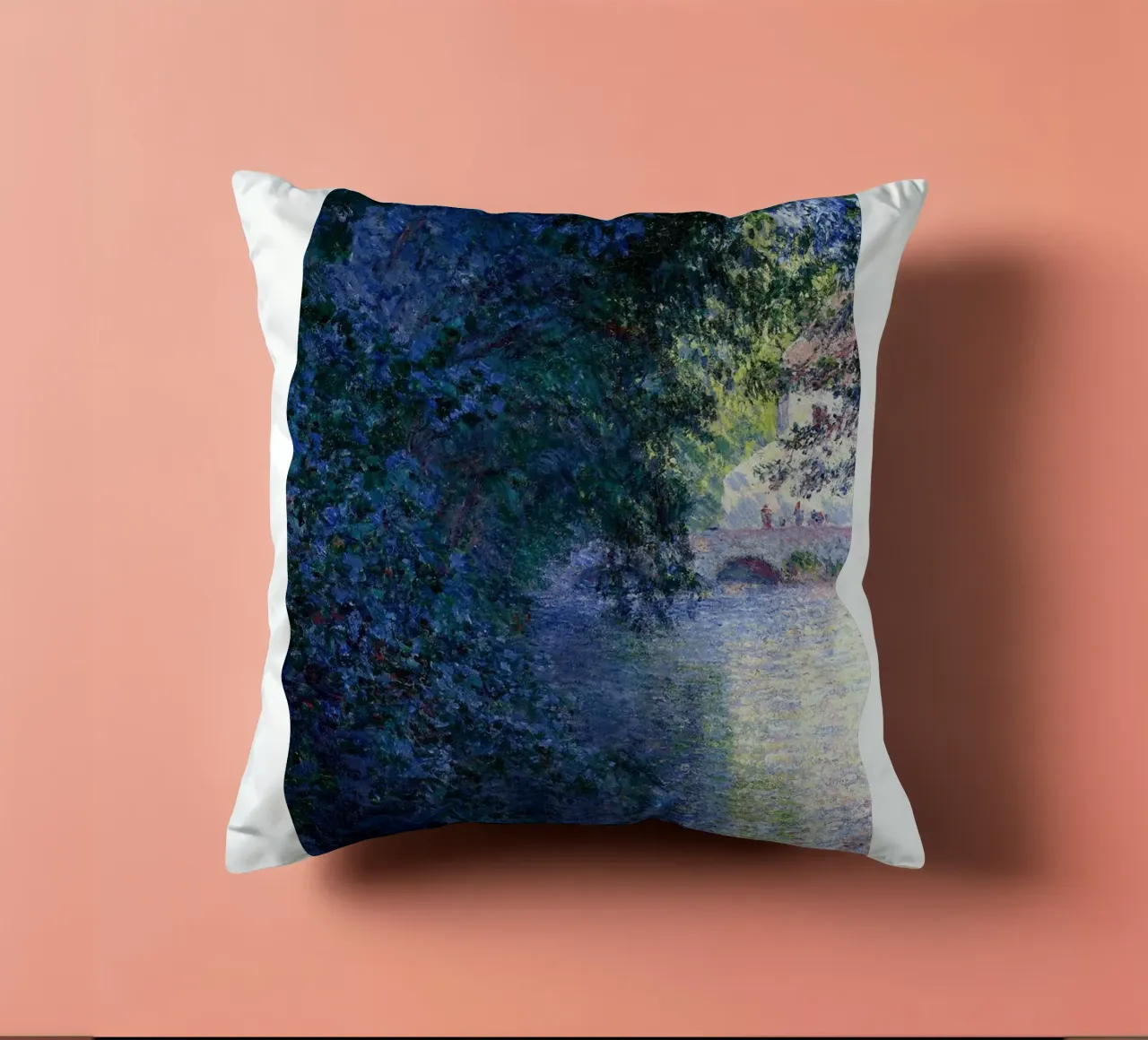 pont de briques tranquillité vue panoramique claude monet coussin de belong shop