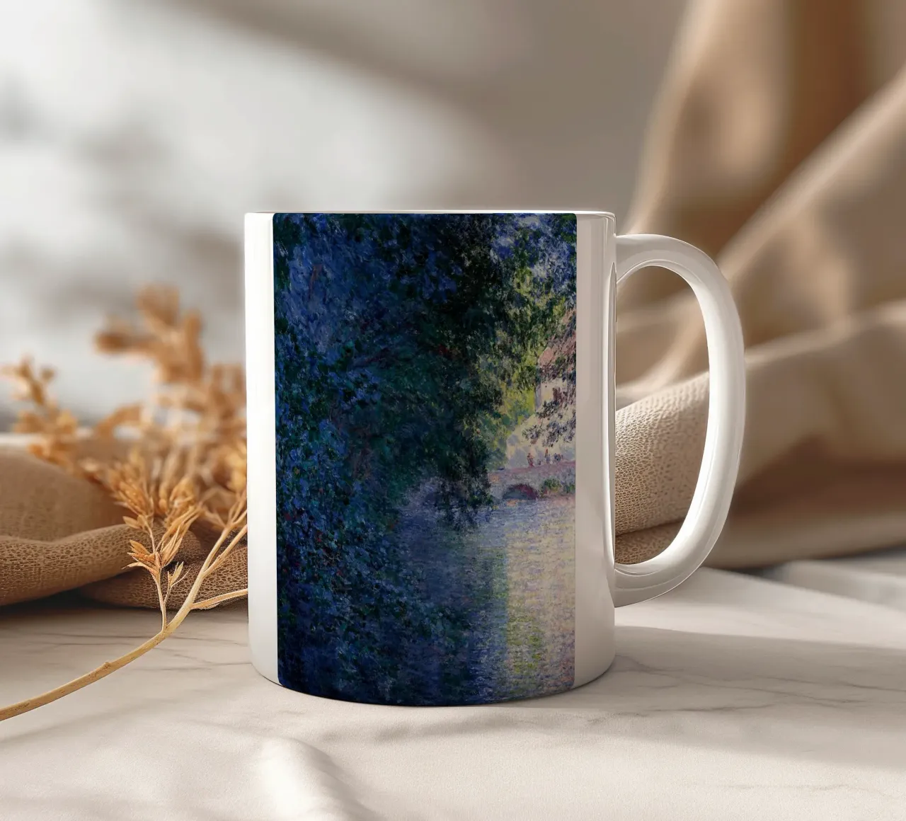 pont de briques tranquillité vue panoramique claude monet mug en céramique de belong shop