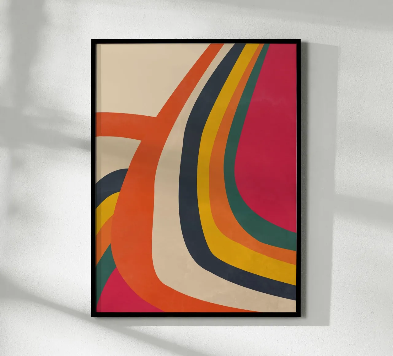 Ondes rétro arc-en-ciel poster avec cadre en aluminium de Dream Print Designs