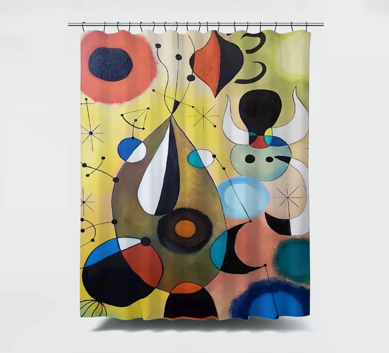 Joan Miró Abstract and Dots shower curtain by Danielshop