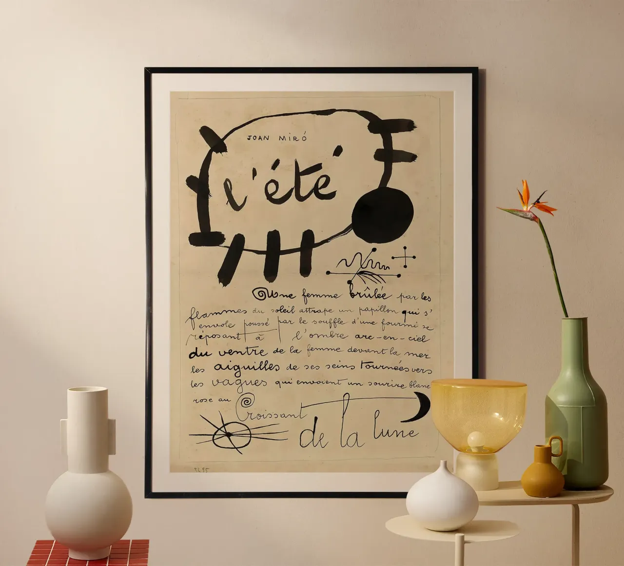 Mostra estiva di stampe d'epoca di JOAN MIRO poster con telaio in plastica da Danielshop