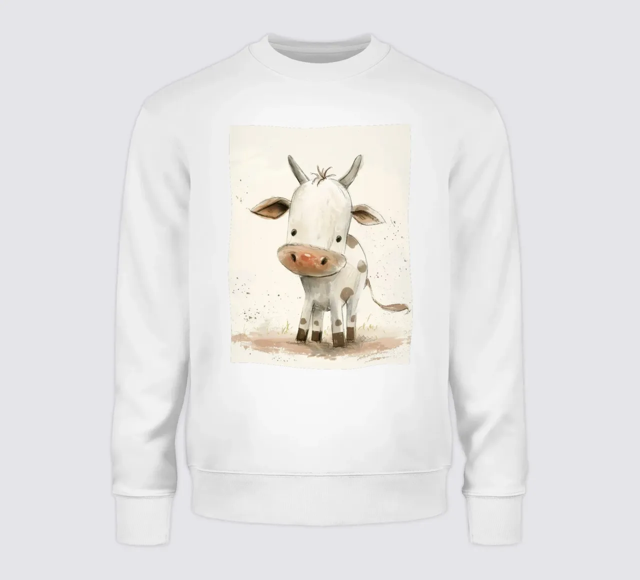 Een schattige en vertederende illustratie van een kalf, sweatshirt van DesignDoodle