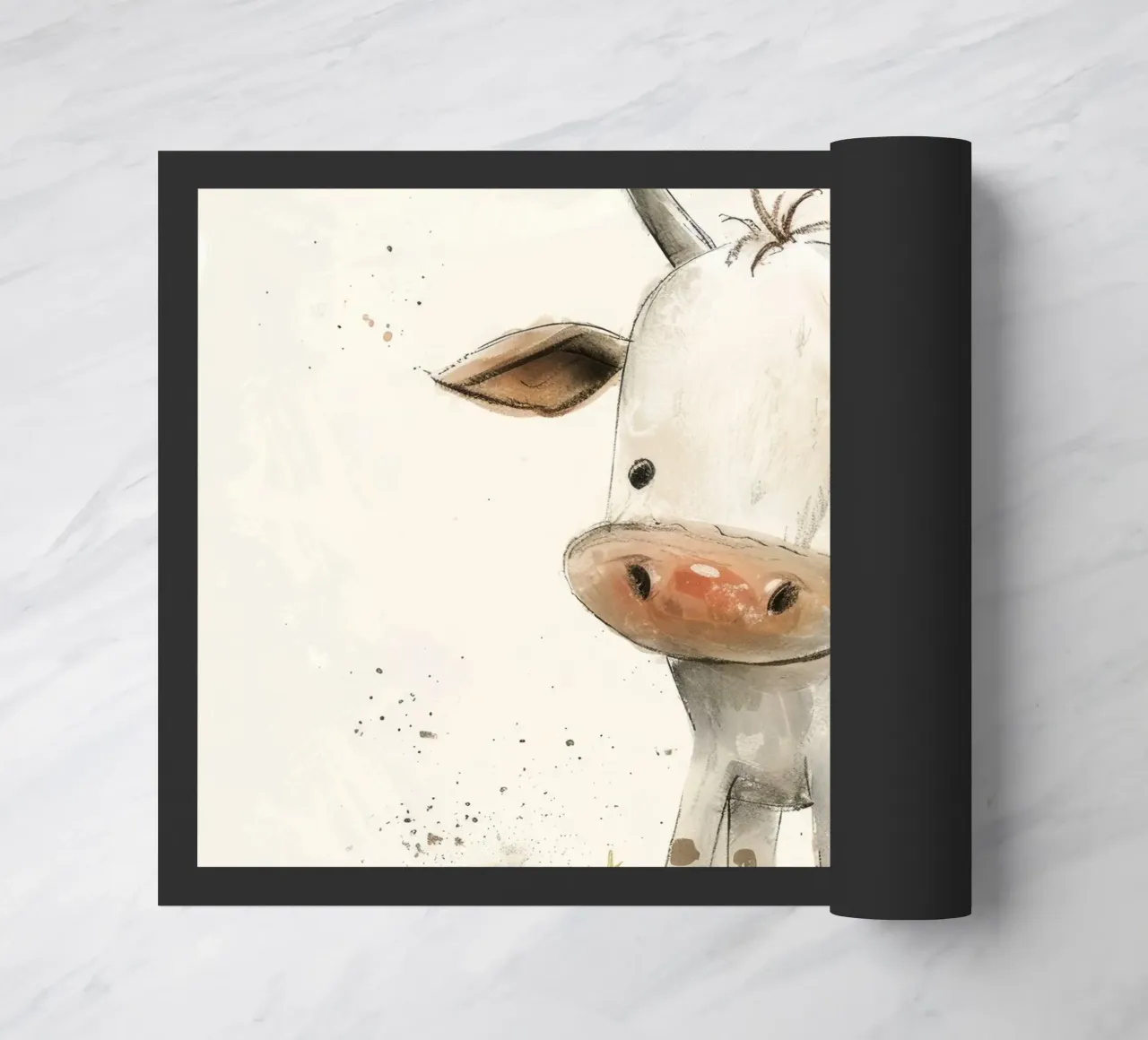 Un'illustrazione simpatica e accattivante di un vitello, zerbino da DesignDoodle