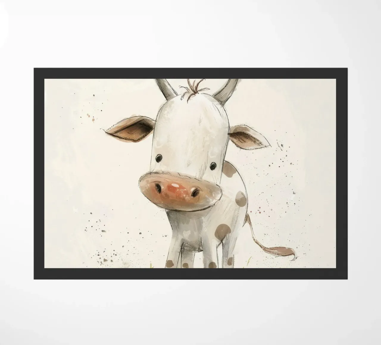 Un'illustrazione simpatica e accattivante di un vitello, zerbino da DesignDoodle