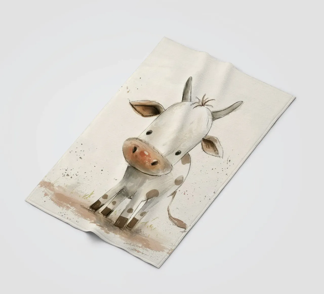 Un'illustrazione simpatica e accattivante di un vitello, coperta in pile da DesignDoodle
