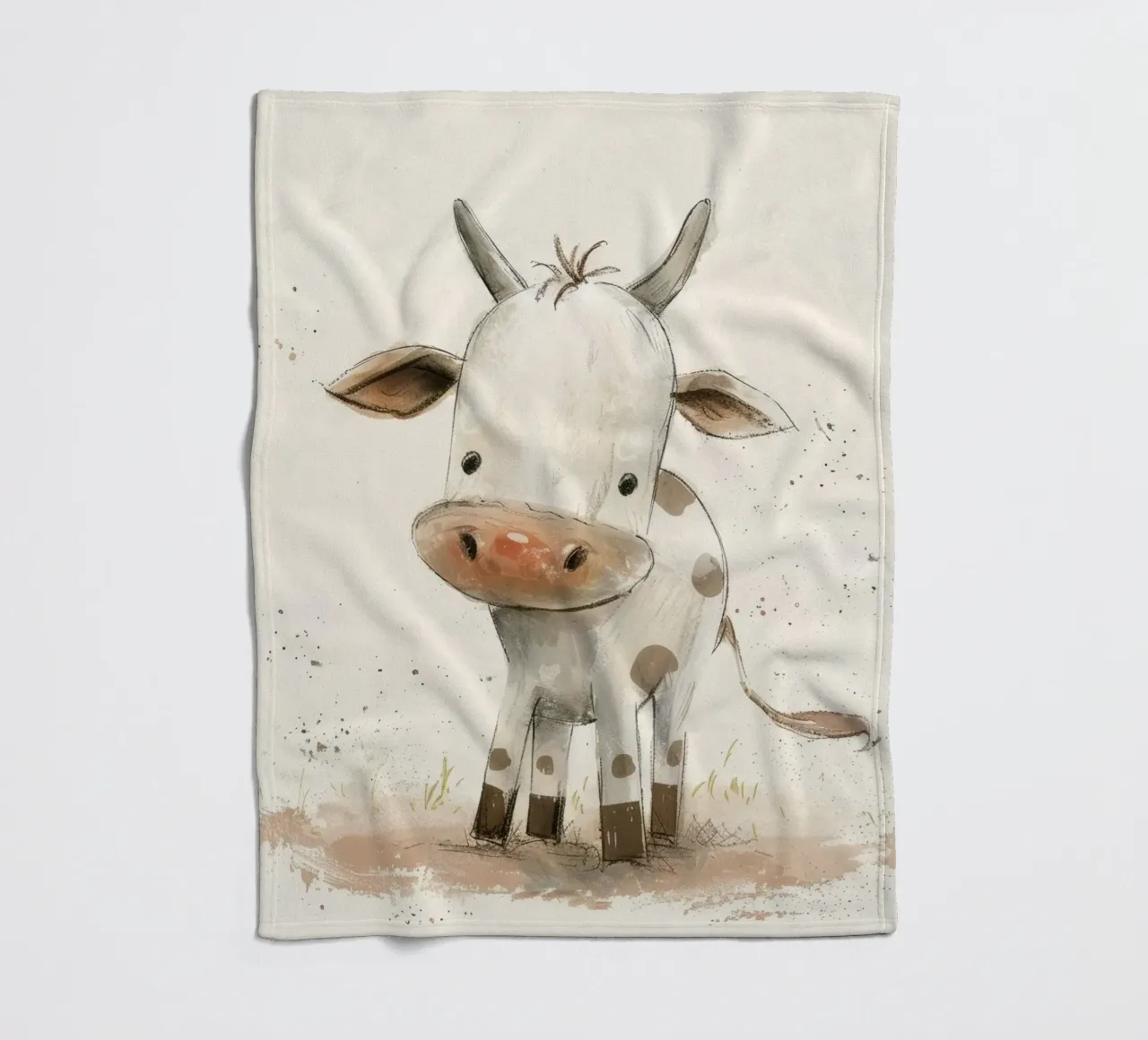 Un'illustrazione simpatica e accattivante di un vitello, coperta in pile da DesignDoodle