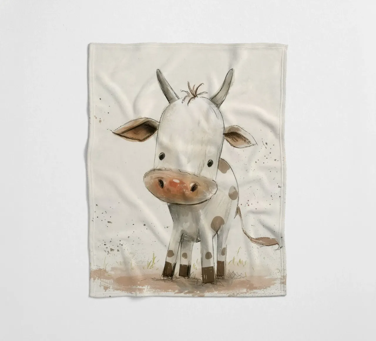 Un'illustrazione simpatica e accattivante di un vitello, coperta in pile da DesignDoodle
