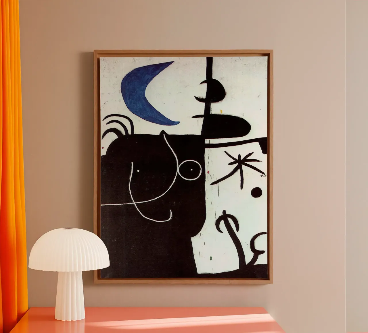 Woman in front of the moon 1974 canvas with Floater frame by Danielshop