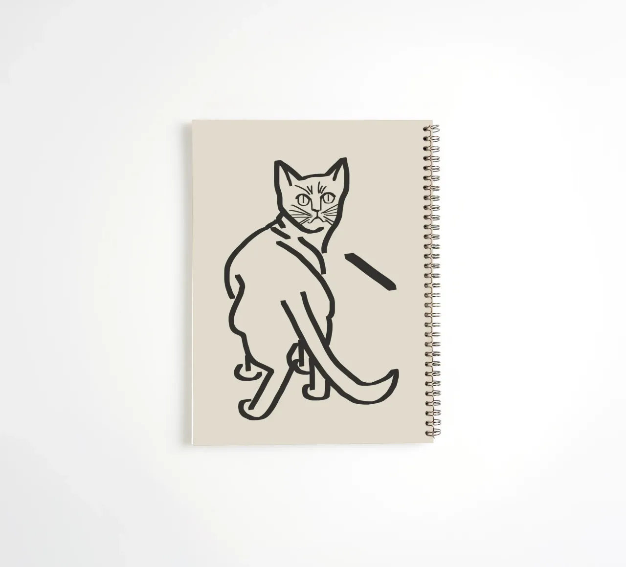 Line art cat drawing 5 spiral notebook by Little Dean