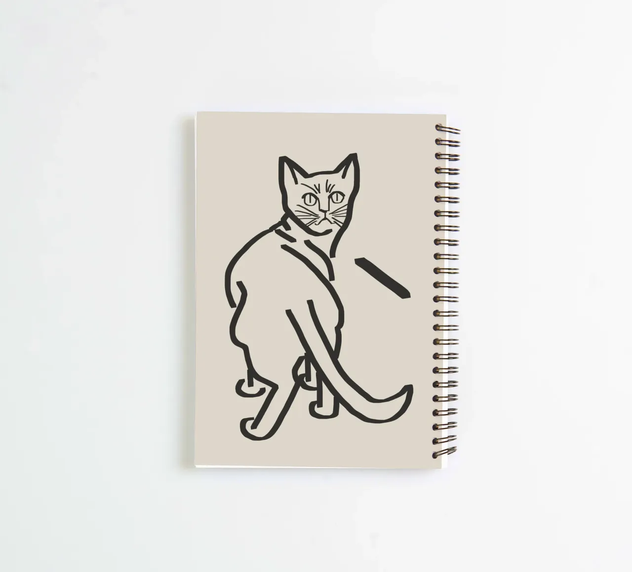 Line art cat drawing 5 spiral notebook by Little Dean