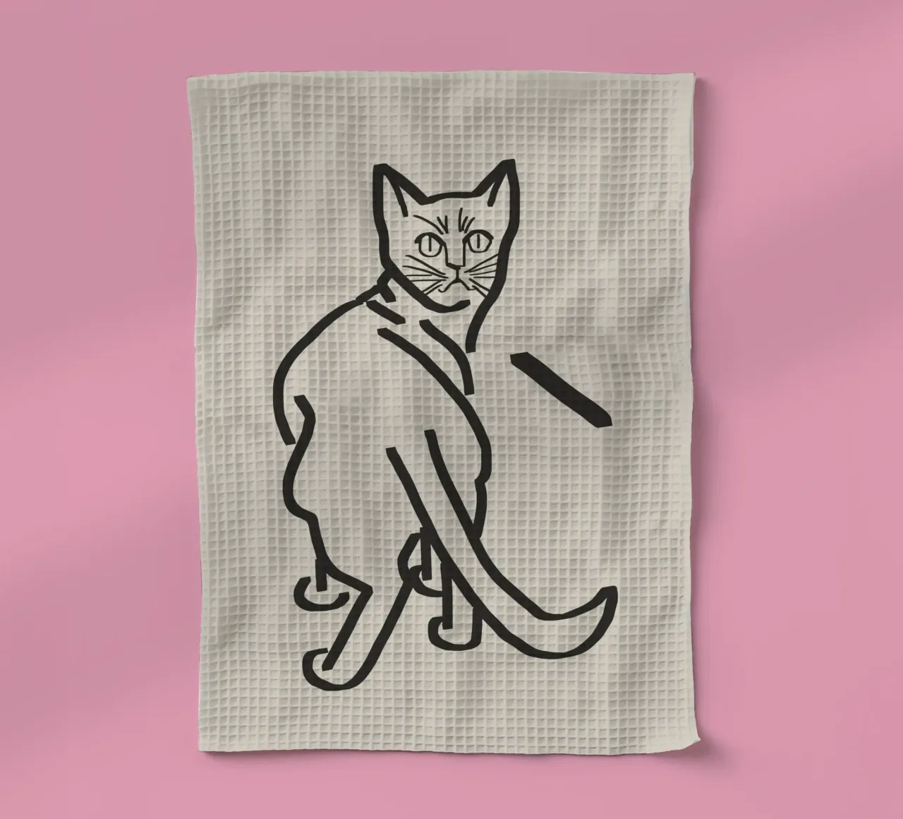 Dessin de chat au trait 5 torchon de Little Dean