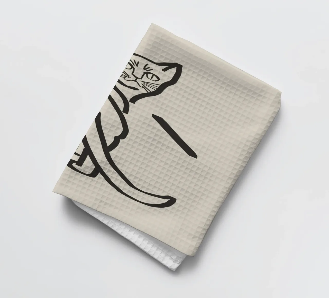 Dessin de chat au trait 5 torchon de Little Dean