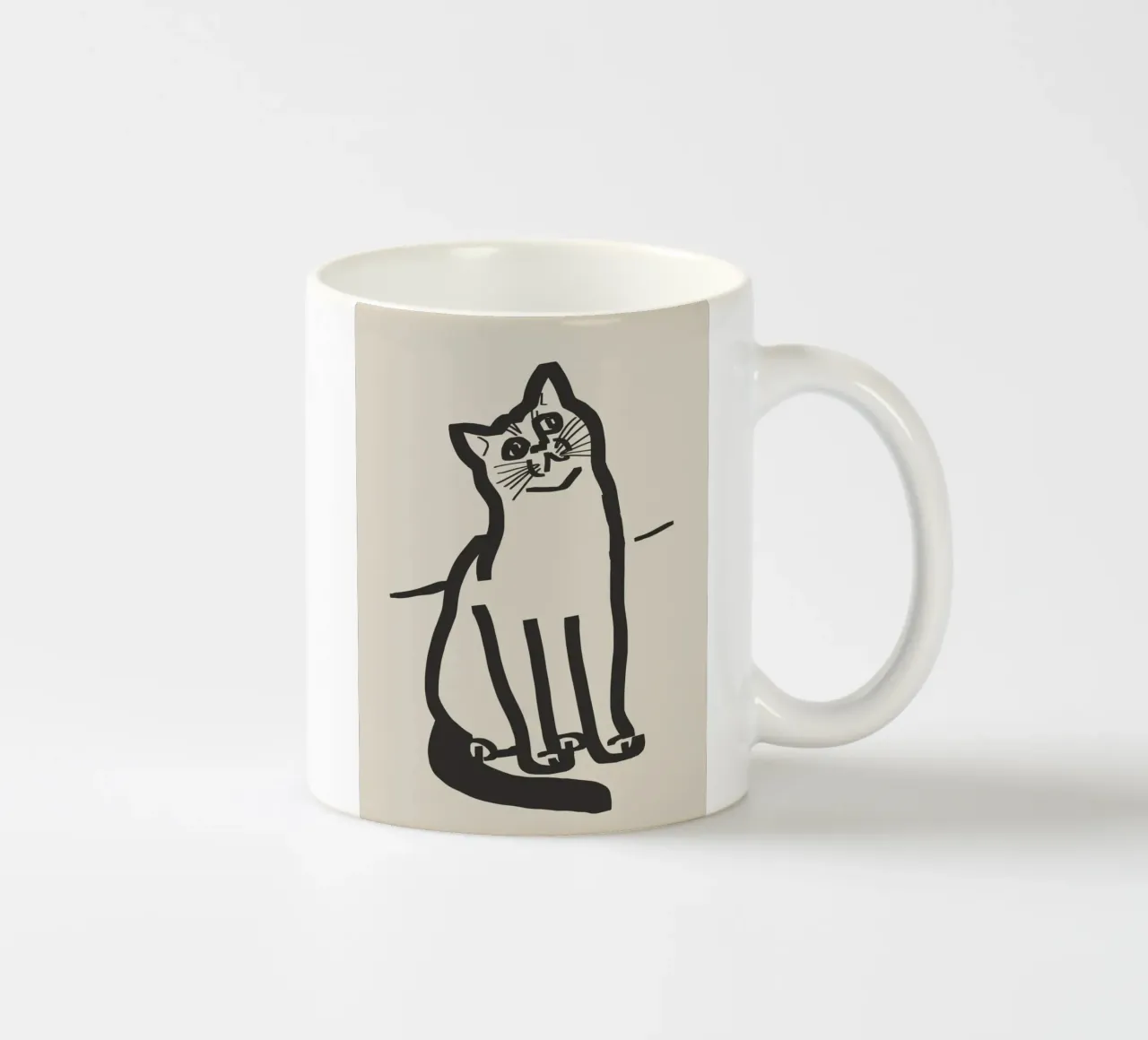 Line Art Katzenzeichnung 6 Keramik Tasse von Little Dean