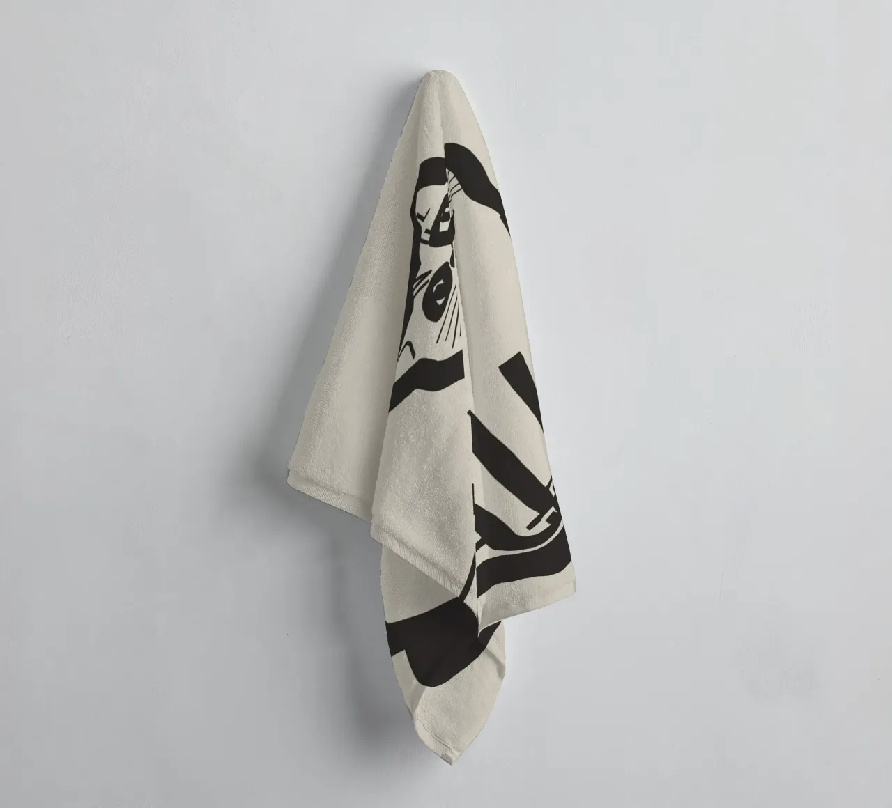 Line art cat drawing 6 towel by Little Dean