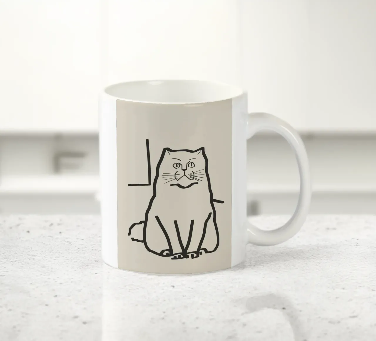 Disegno lineare di gatto 7 tazza in ceramica da Little Dean