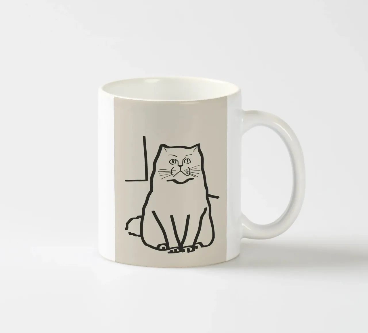 Disegno lineare di gatto 7 tazza in ceramica da Little Dean