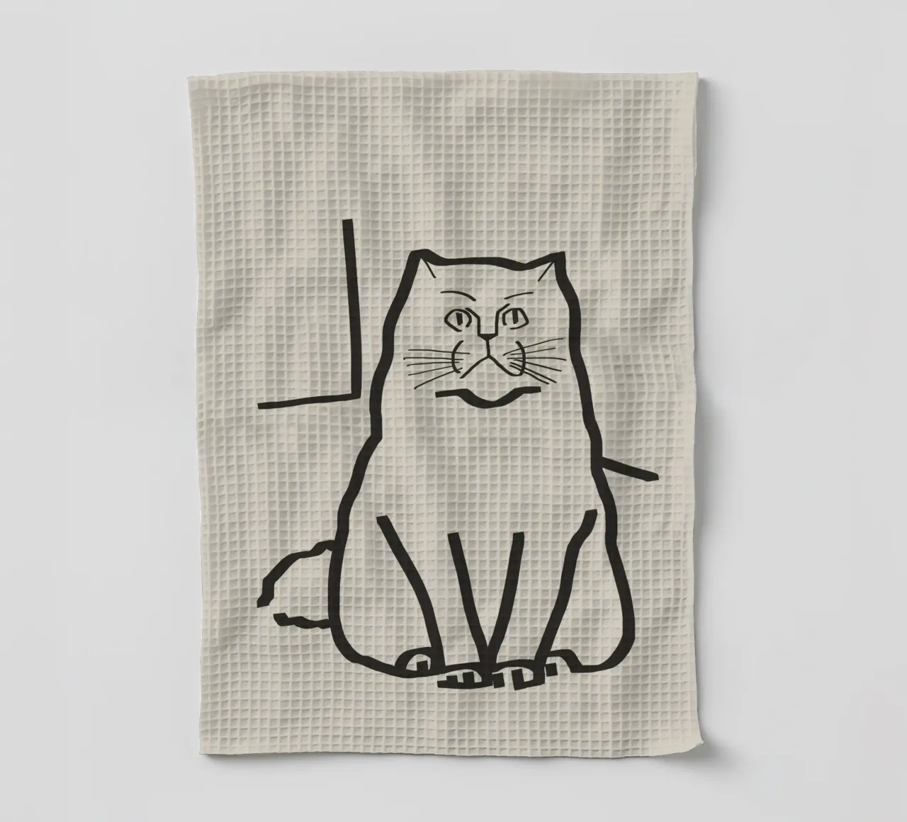 Dessin de chat au trait 7 torchon de Little Dean