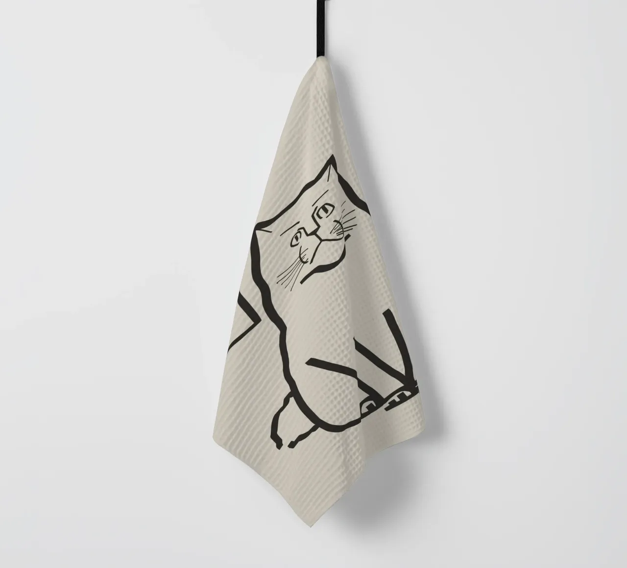 Dessin de chat au trait 7 torchon de Little Dean