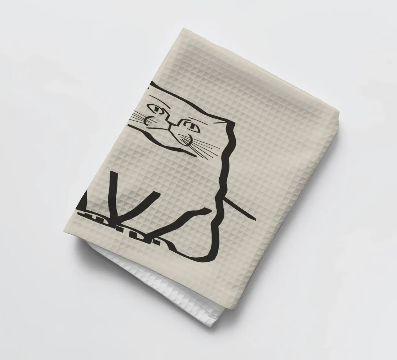 Dessin de chat au trait 7 torchon de Little Dean