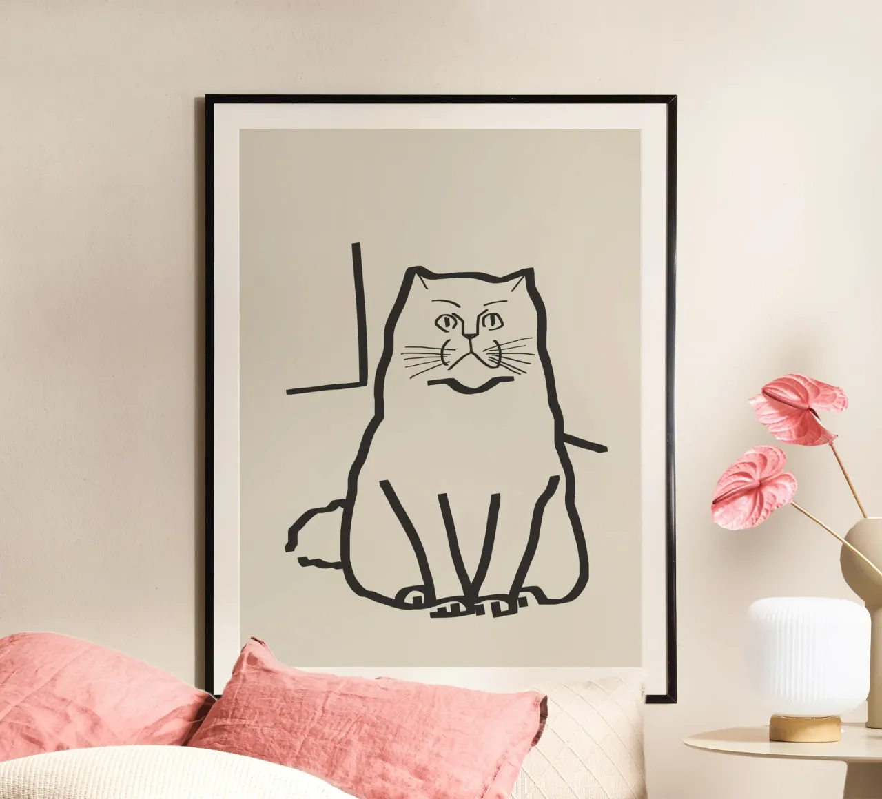 Dessin de chat au trait 7 poster de Little Dean