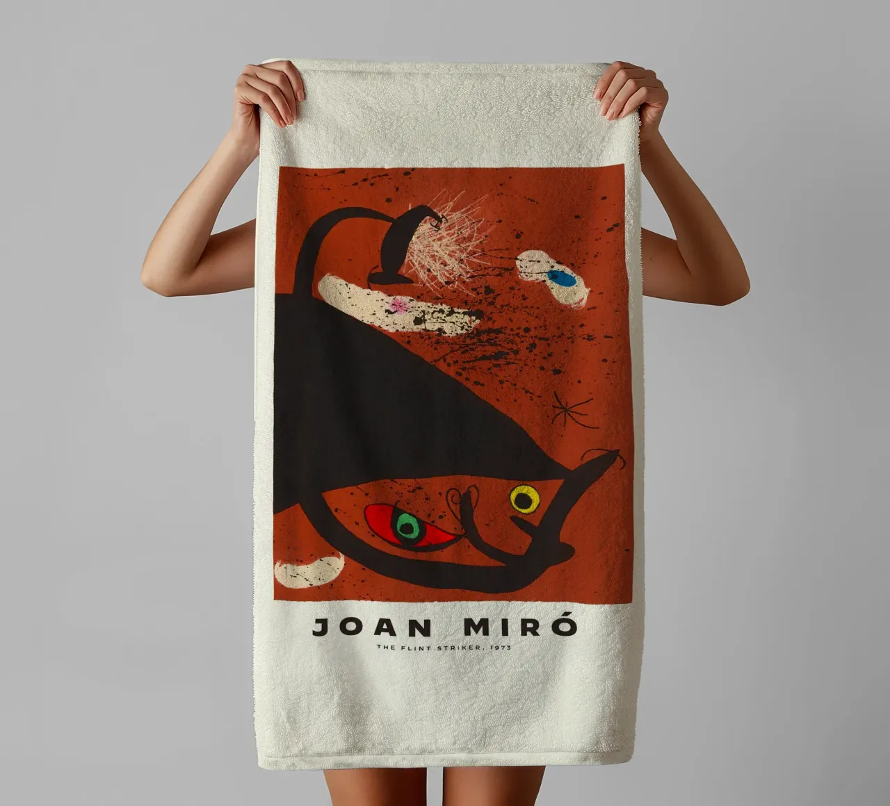 Joan Miro The Flint Striker 1973 towel by Danielshop