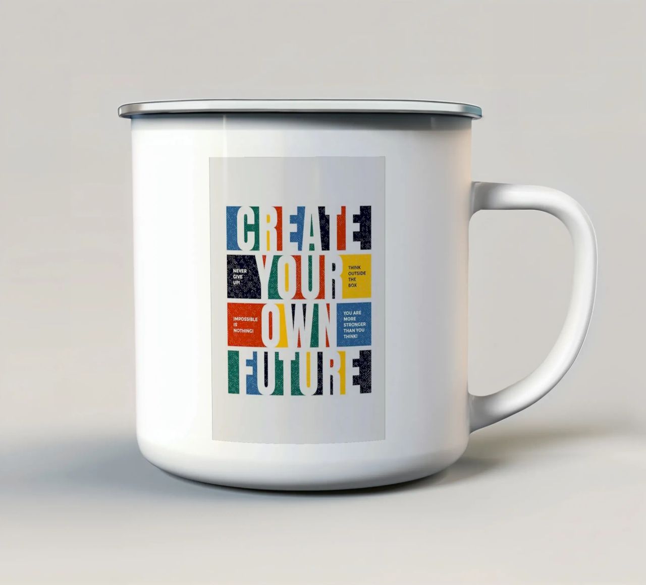 create your own future enamel mug by Andara shop