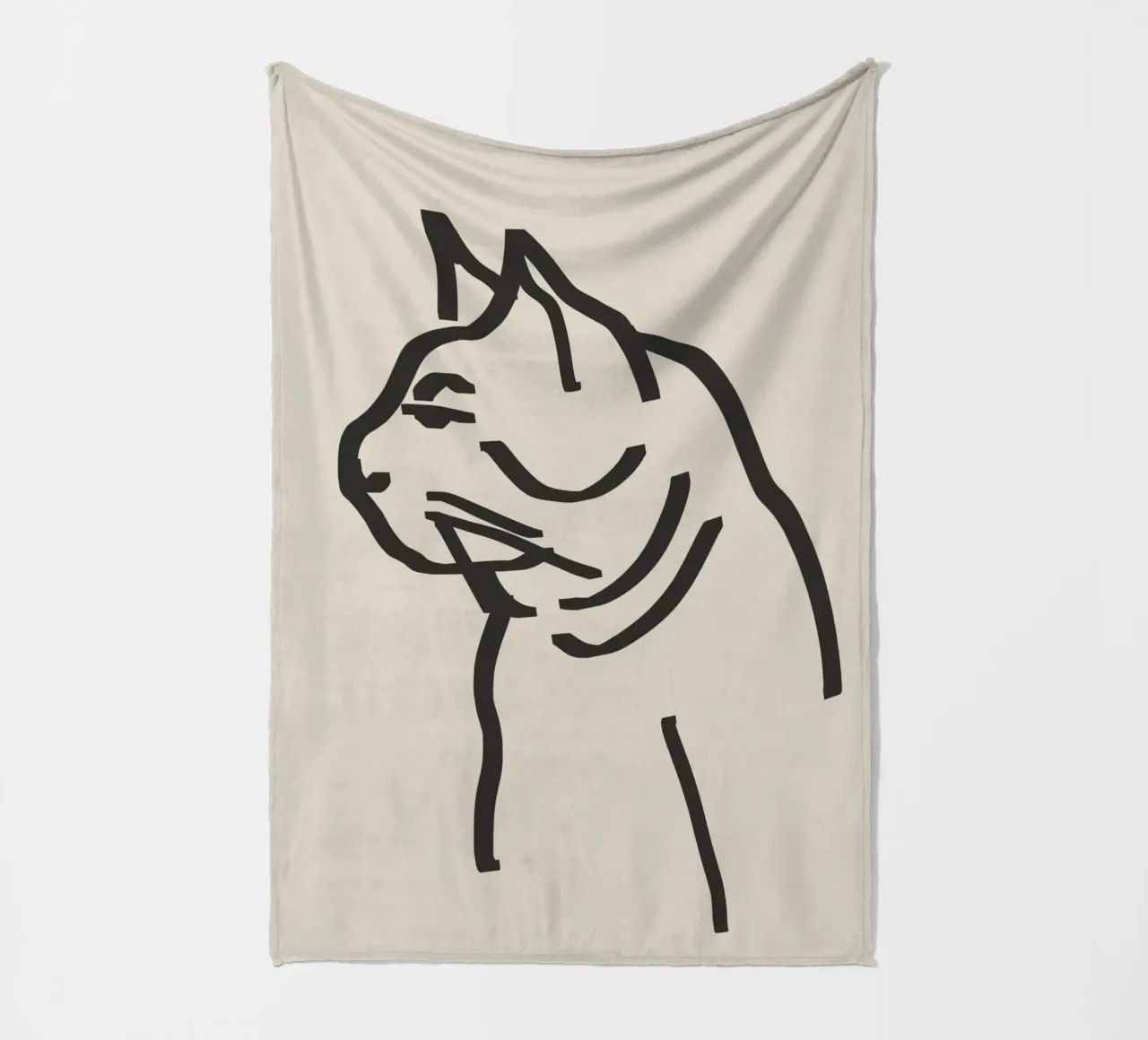 Gatto line art coperta in pile da Little Dean